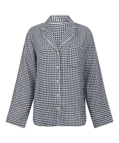 Hunkemoller_Blue_Essentials Flannel Pyjama Top_303628_Peacoat_05