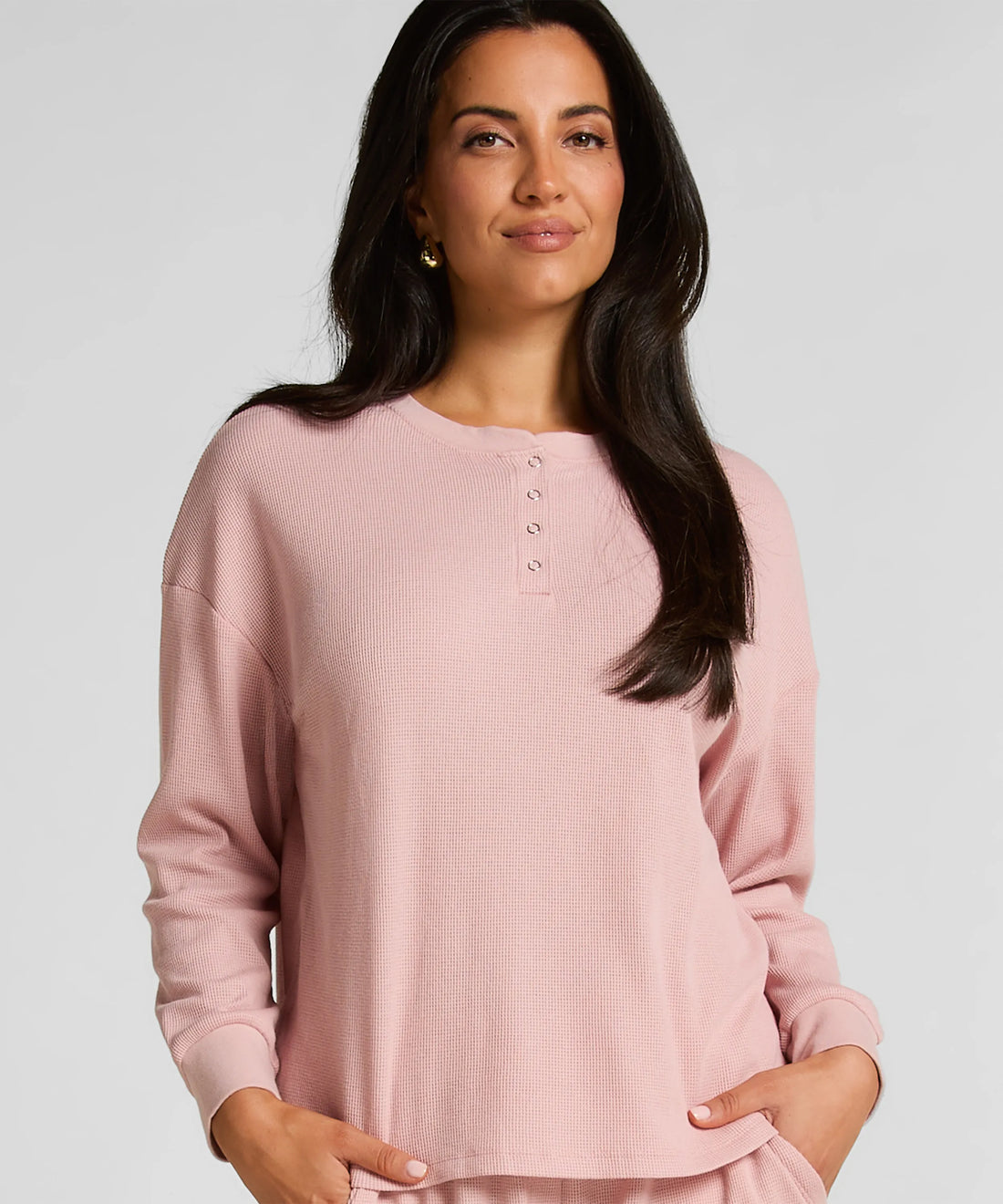 Hunkemoller_Pink_Top Waffle Henley_303647_Pink_01