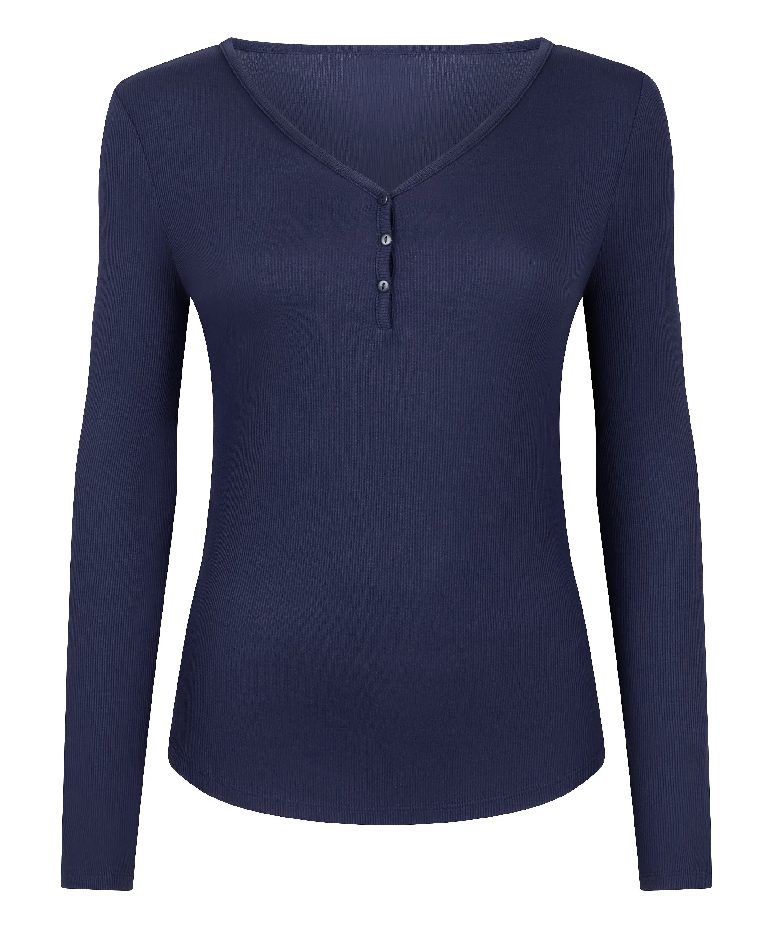 Hunkemoller_Blue_Longsleeved Pyjama Top Henley_303650_Naval Academy_05