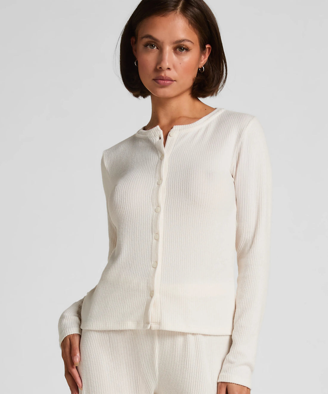 Hunkemoller_White_Cardigan Ribbed Jersey_303656_Gardenia_01