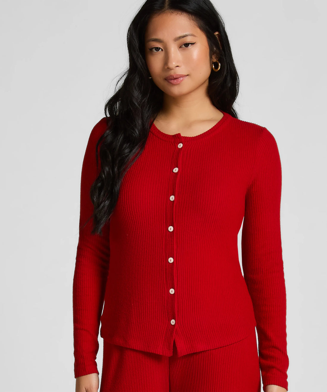 Hunkemoller_Red_Cardigan Ribbed Jersey_303657_Savvy Red_01