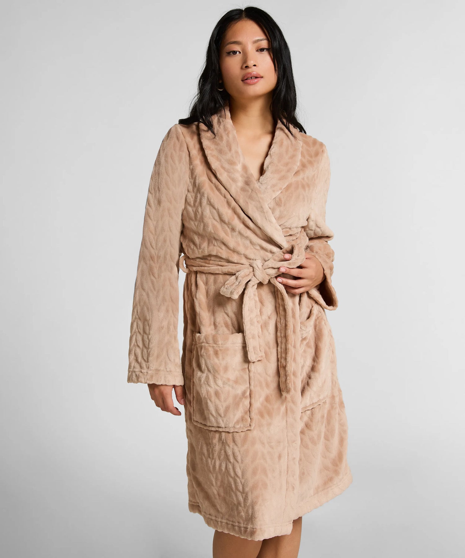 Hunkemoller_Beige_Robe Short Fleece_303665_HKM Tan_01