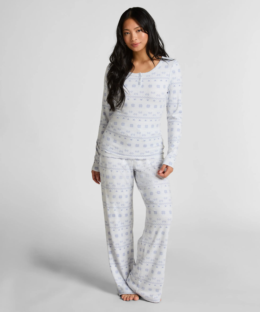 Hunkemoller_Blue_Pyjamaset Jersey Fairisle_303671_Blue Heron_01