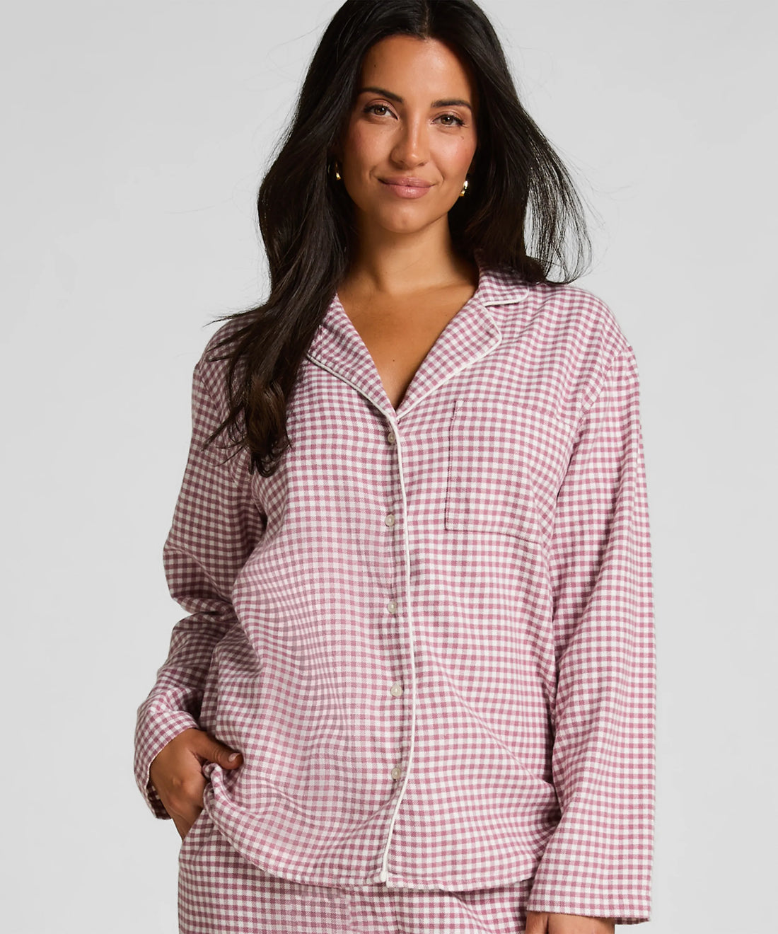 Hunkemoller_Purple_Essentials Flannel Pyjama Top_303679_Wistful Mauve_01