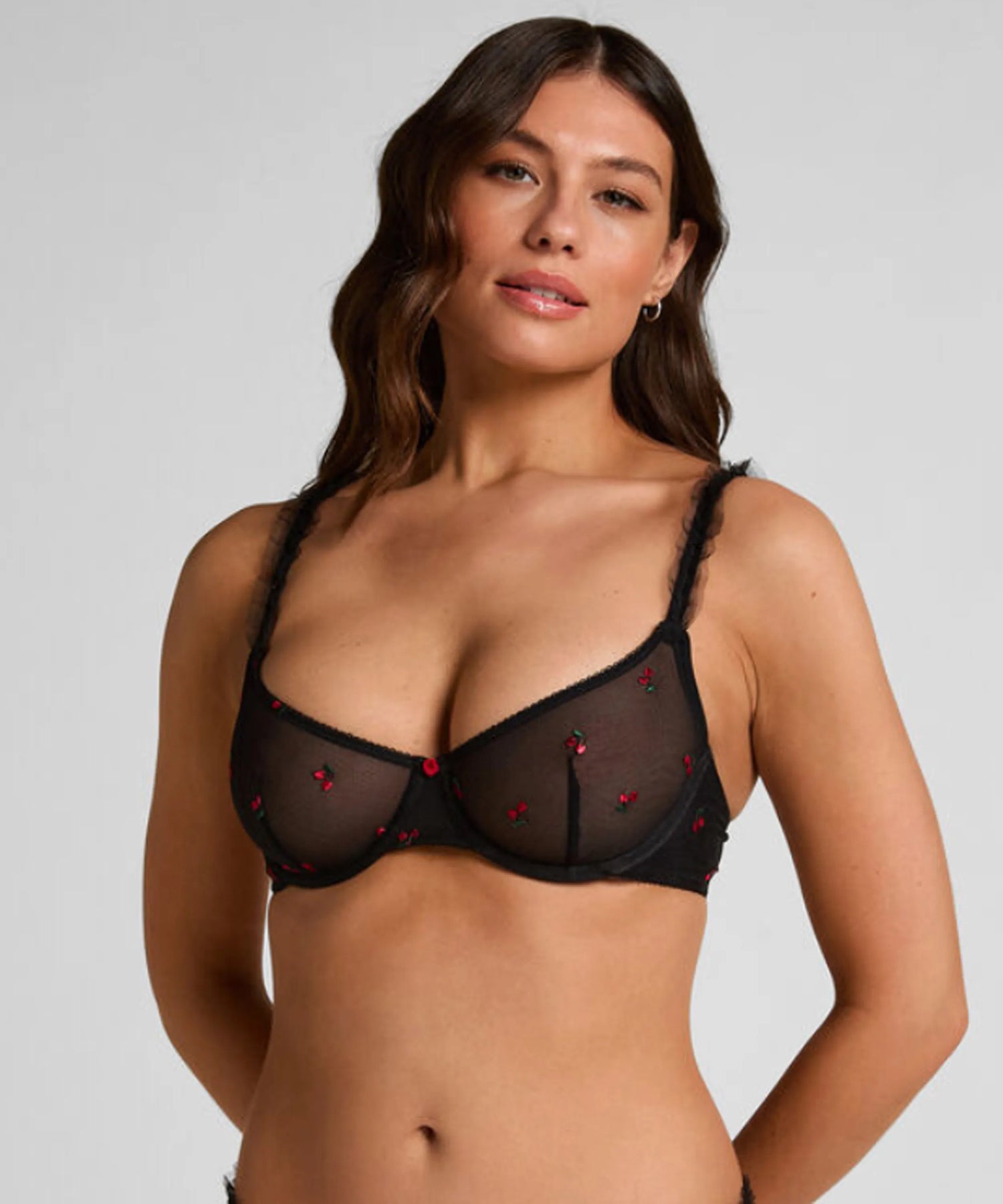 Hunkemoller Caviar Women Chelsey Non-Padded Underwired Bra in Different Cup Sizes SKU: 303940_Caviar Image 01