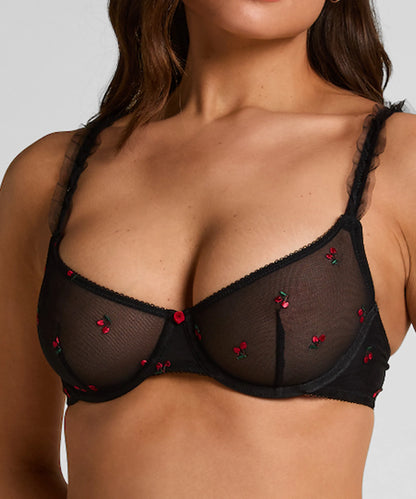 Hunkemoller Caviar Women Chelsey Non-Padded Underwired Bra in Different Cup Sizes SKU: 303940_Caviar Image 02
