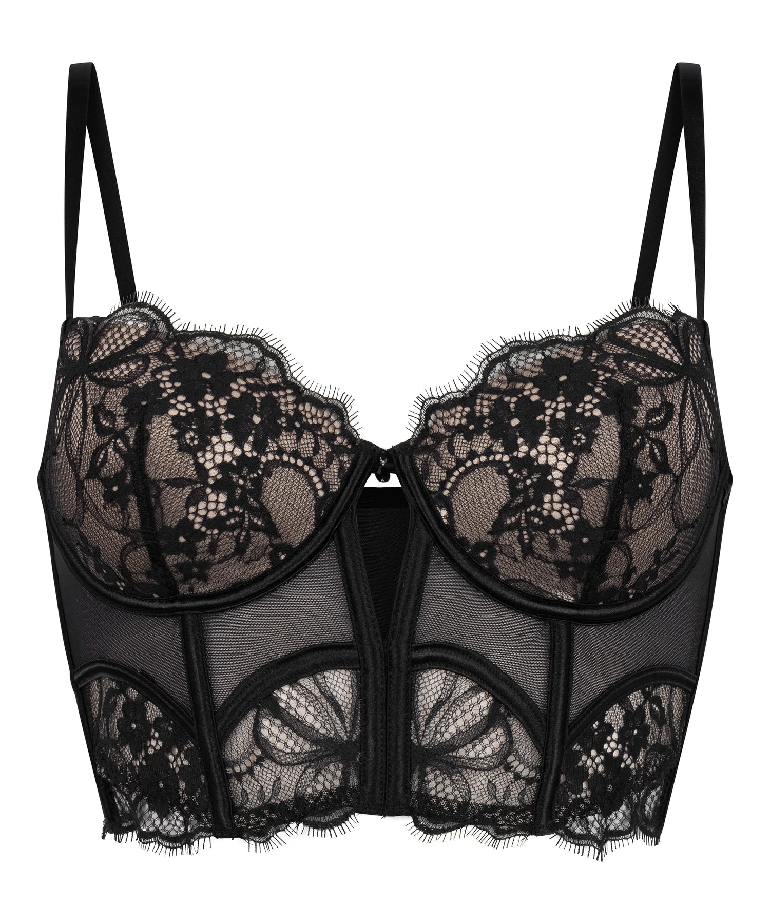 Hunkemoller Caviar Women Prina Padded Underwired Longline Bra in Different Cup Sizes SKU: 303963_Caviar Image 05