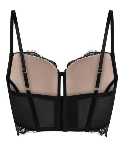 Hunkemoller Caviar Women Prina Padded Underwired Longline Bra in Different Cup Sizes SKU: 303963_Caviar Image 06