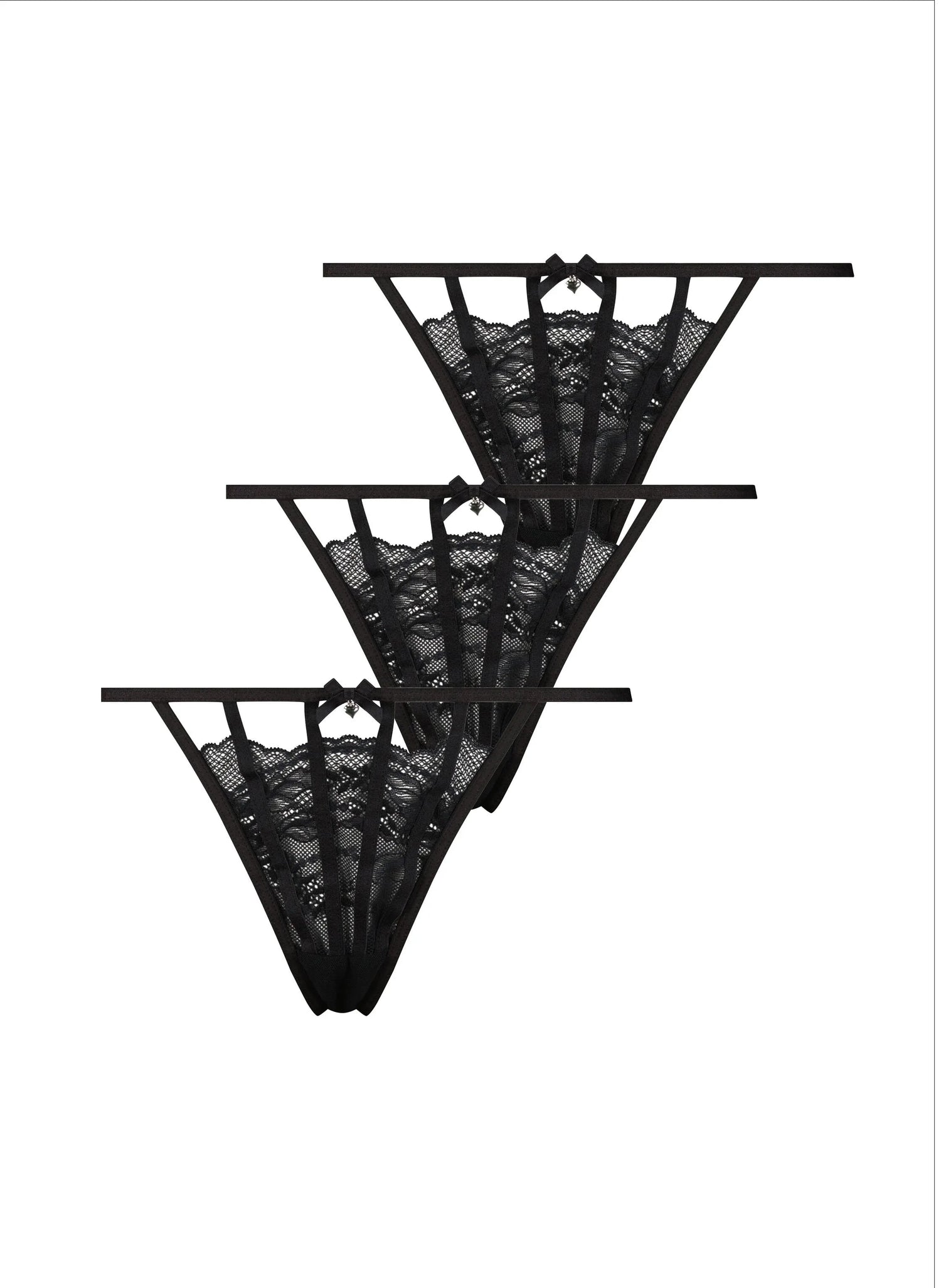 Hunkemoller Black Women 3-Pack Maxime Thong SKU: 304021_Black Image 04