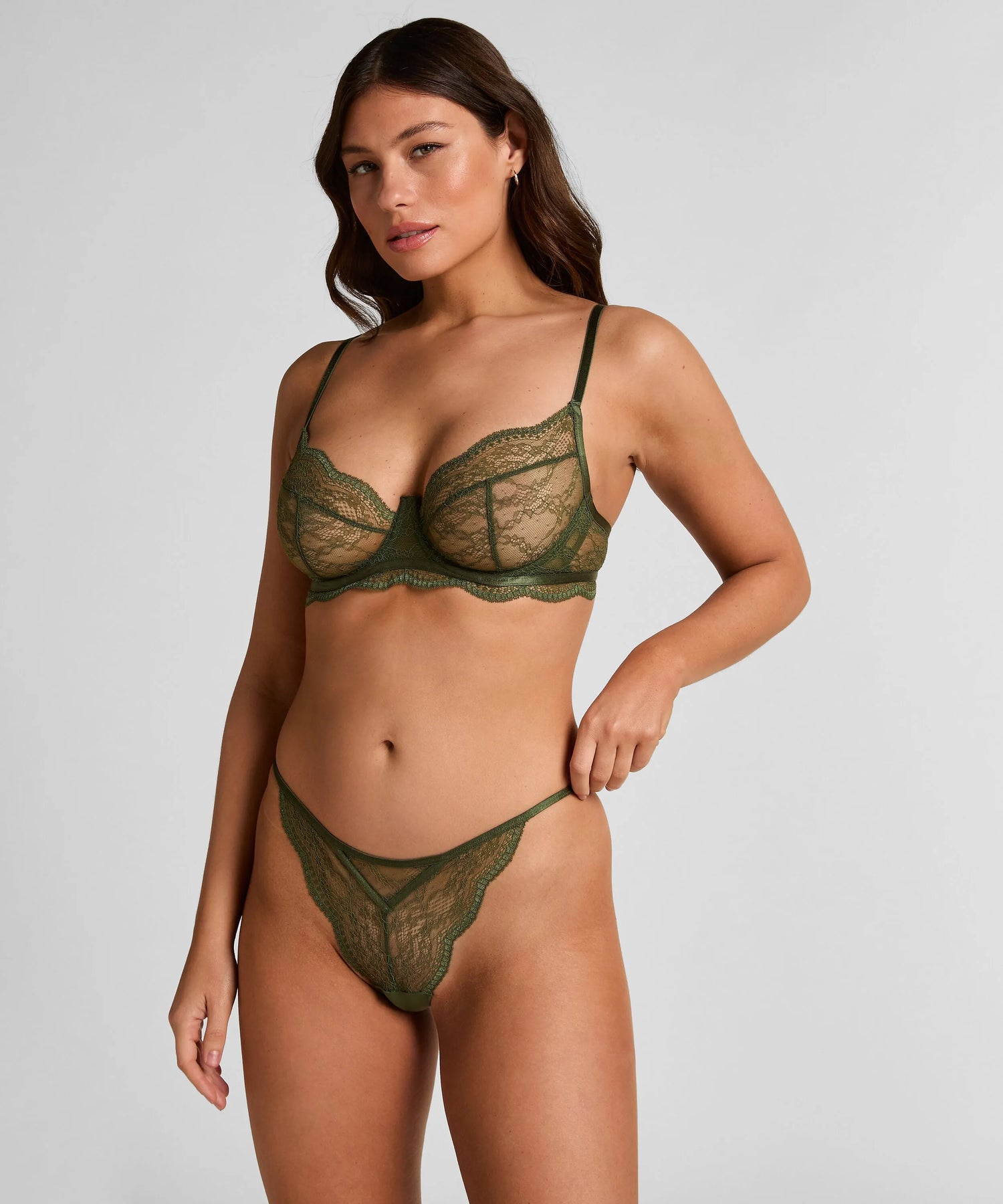 Hunkemoller Green Women Isabelle Non-Padded Underwired Bra SKU: 304073_Green Image 03