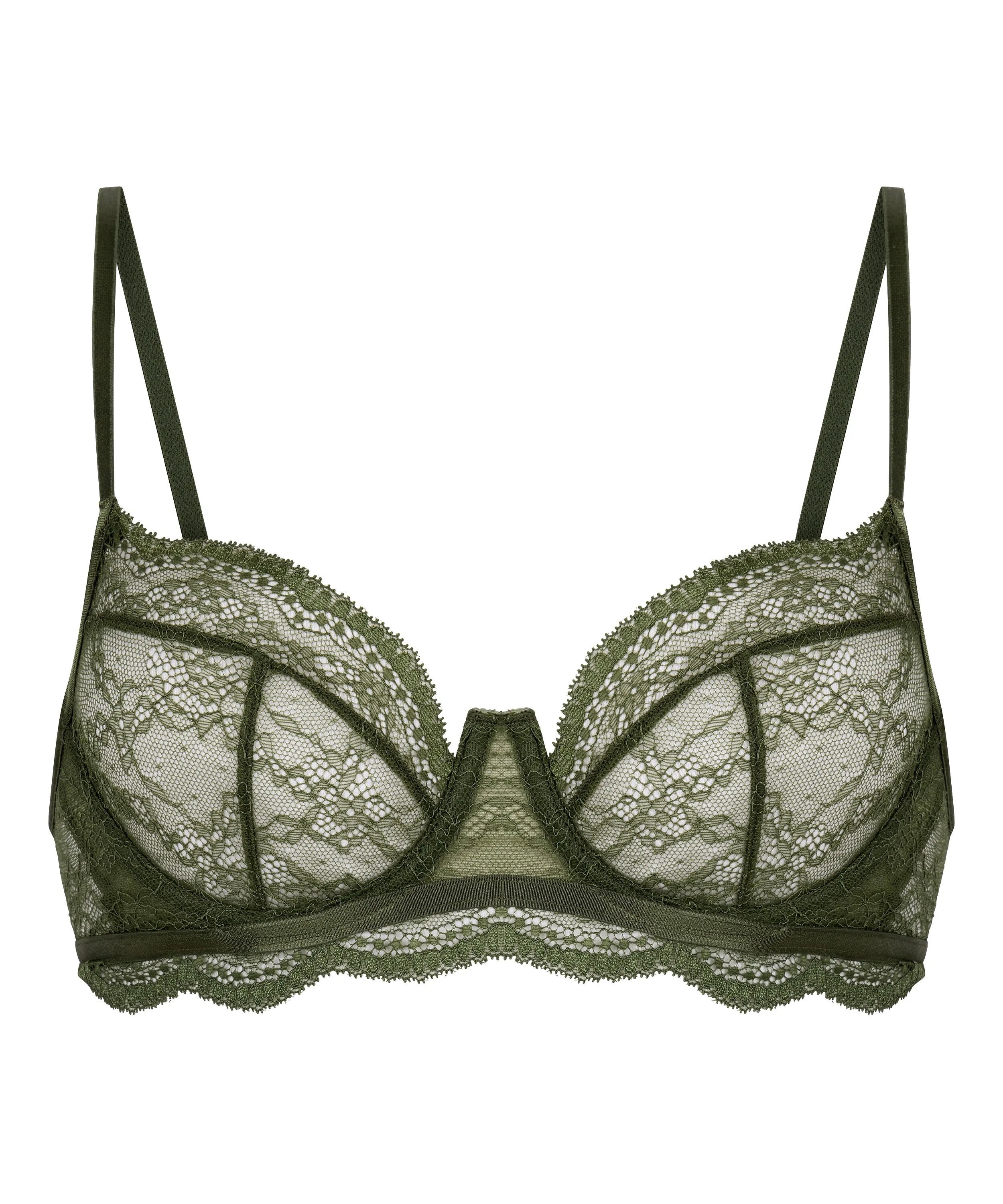 Hunkemoller Green Women Isabelle Non-Padded Underwired Bra SKU: 304073_Green Image 05
