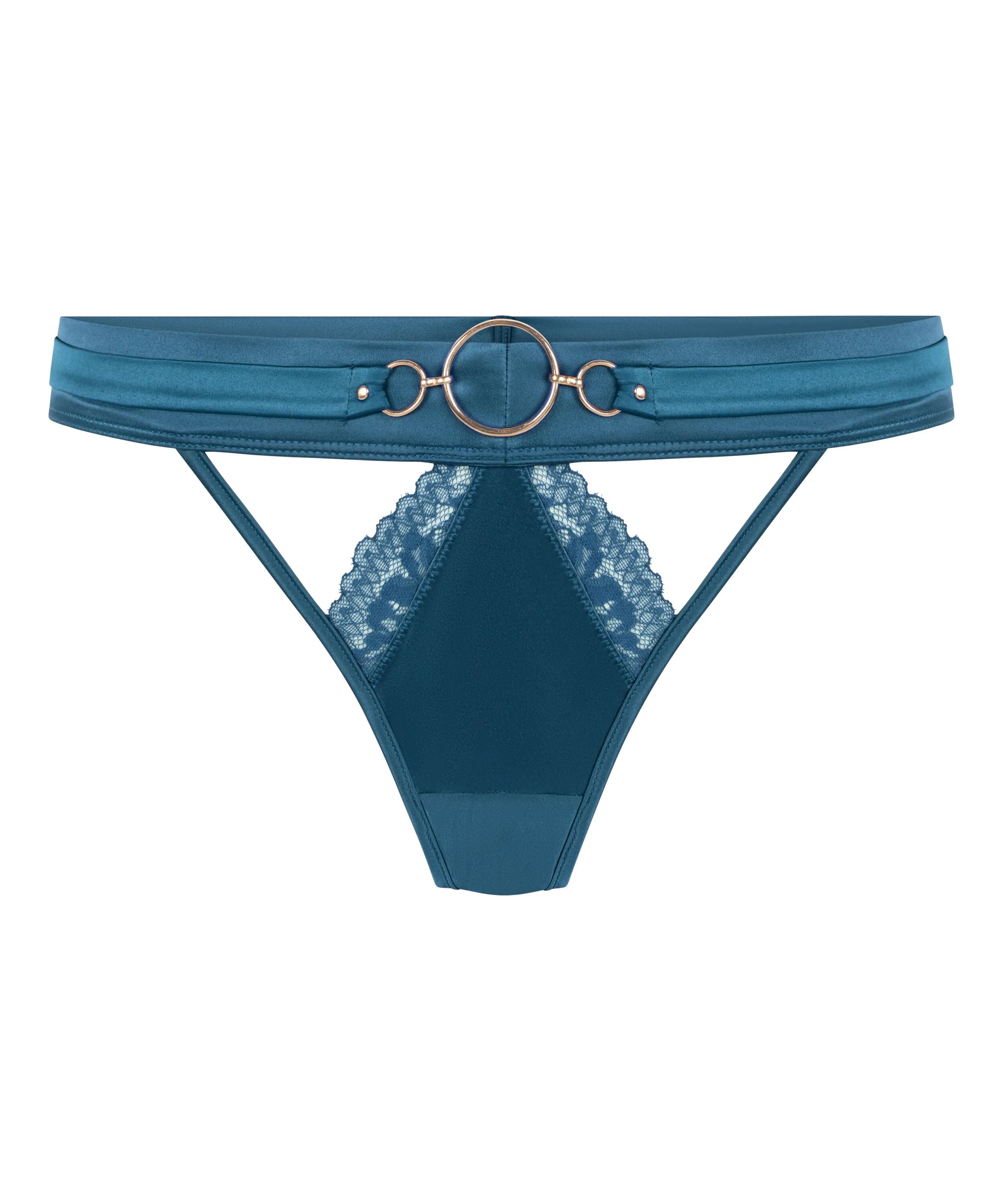 Hunkemoller Blue Women Marjolein Highleg Thong SKU: 304086_Blue Image 04