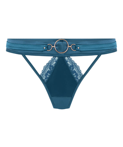 Hunkemoller Blue Women Marjolein Highleg Thong SKU: 304086_Blue Image 04