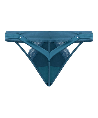 Hunkemoller Blue Women Marjolein Highleg Thong SKU: 304086_Blue Image 05