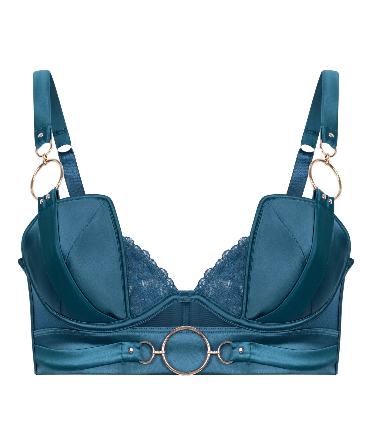 Hunkemoller Blue Women Marjolein Padded Underwired Longline Bra SKU: 304087_Blue Image 05