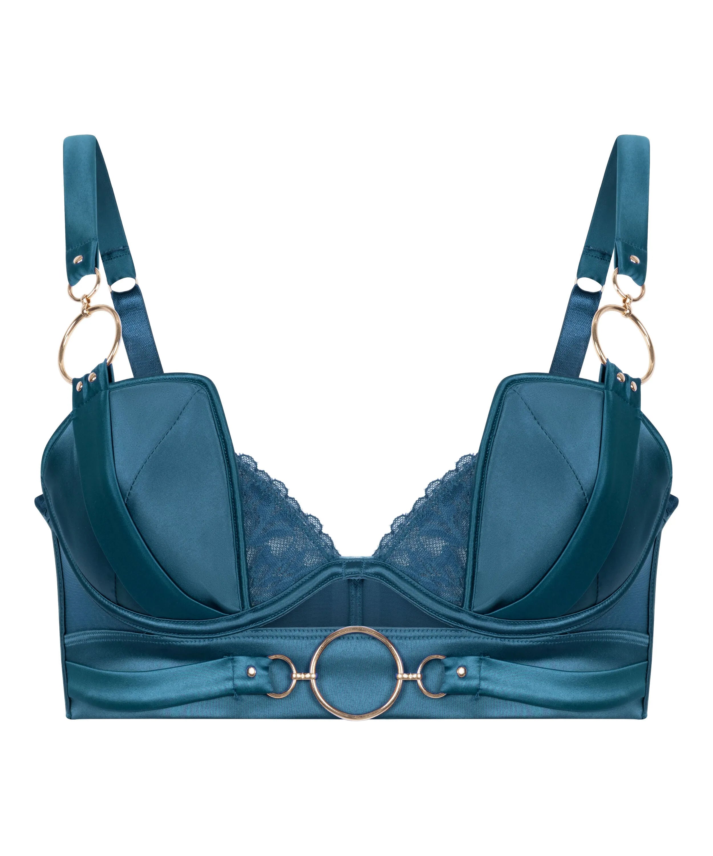 Hunkemoller Blue Women Marjolein Padded Underwired Longline Bra SKU: 304087_Blue Image 05