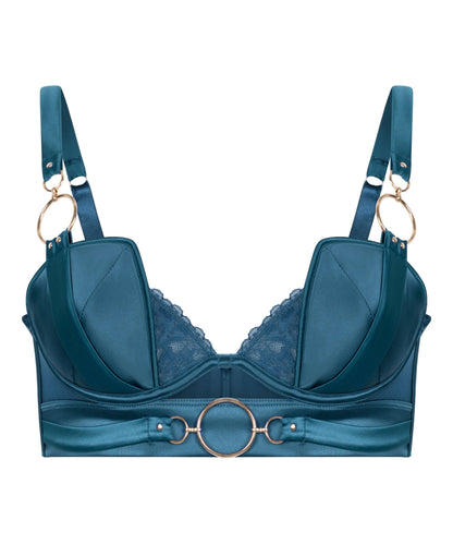 Hunkemoller Blue Women Marjolein Padded Underwired Longline Bra SKU: 304087_Blue Image 05