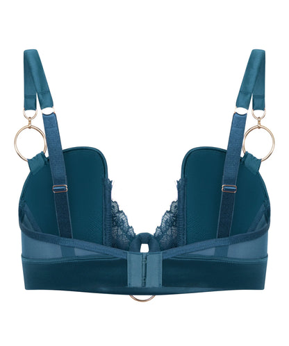 Hunkemoller Blue Women Marjolein Padded Underwired Longline Bra SKU: 304087_Blue Image 06