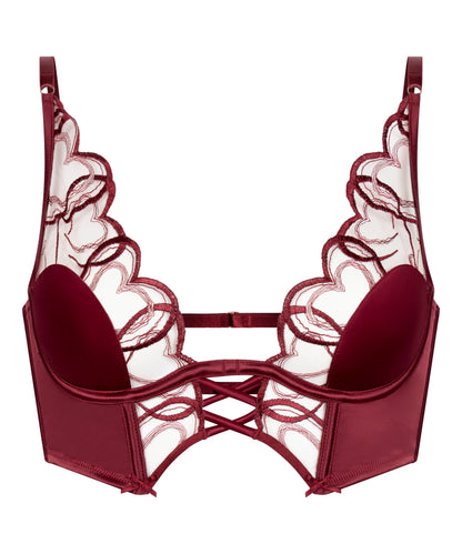 Hunkemoller Cabernet Women Olivia Non-Padded Underwired Longline Bra in Different Cup Sizes SKU: 304089_Cabernet Image 07
