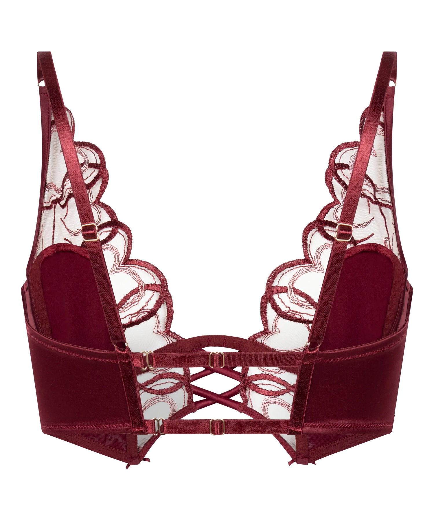 Hunkemoller Cabernet Women Olivia Non-Padded Underwired Longline Bra in Different Cup Sizes SKU: 304089_Cabernet Image 08