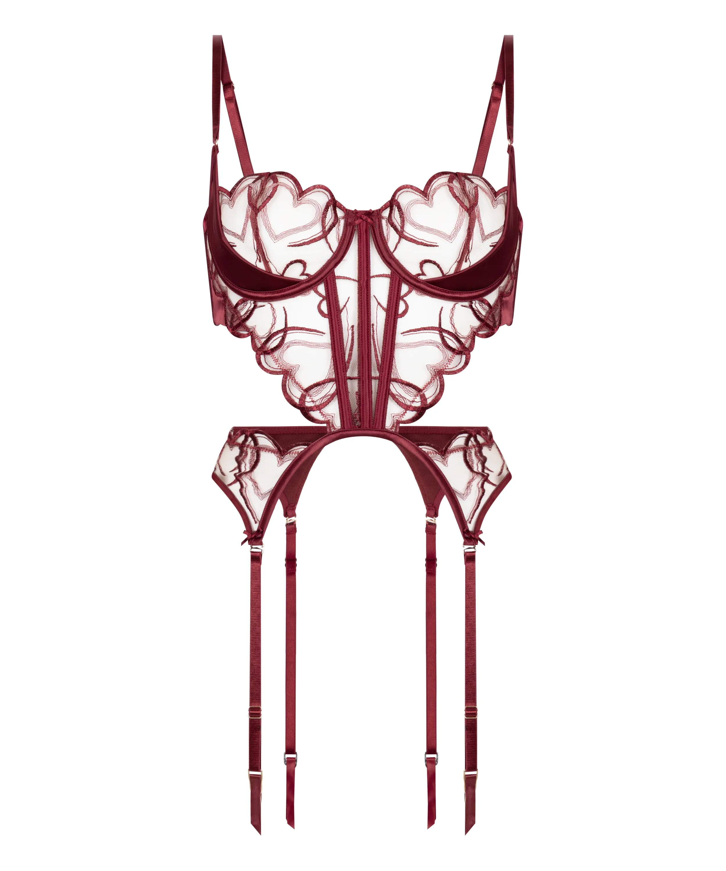 Hunkemoller Cabernet Women Olivia Bustier in Different Cup Sizes SKU: 304092_Cabernet Image 05