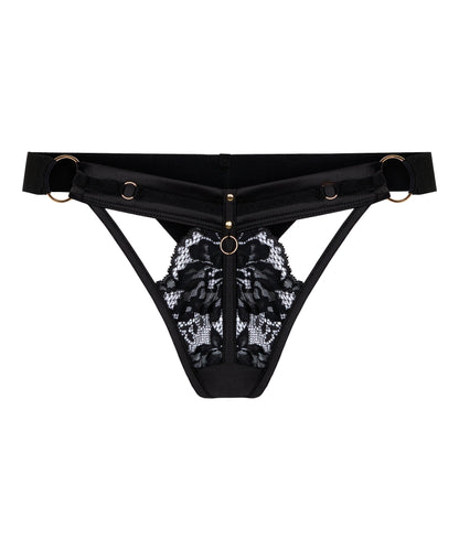 Hunkemoller Caviar Women Emmeline Highleg Thong SKU: 304096_Caviar Image 04