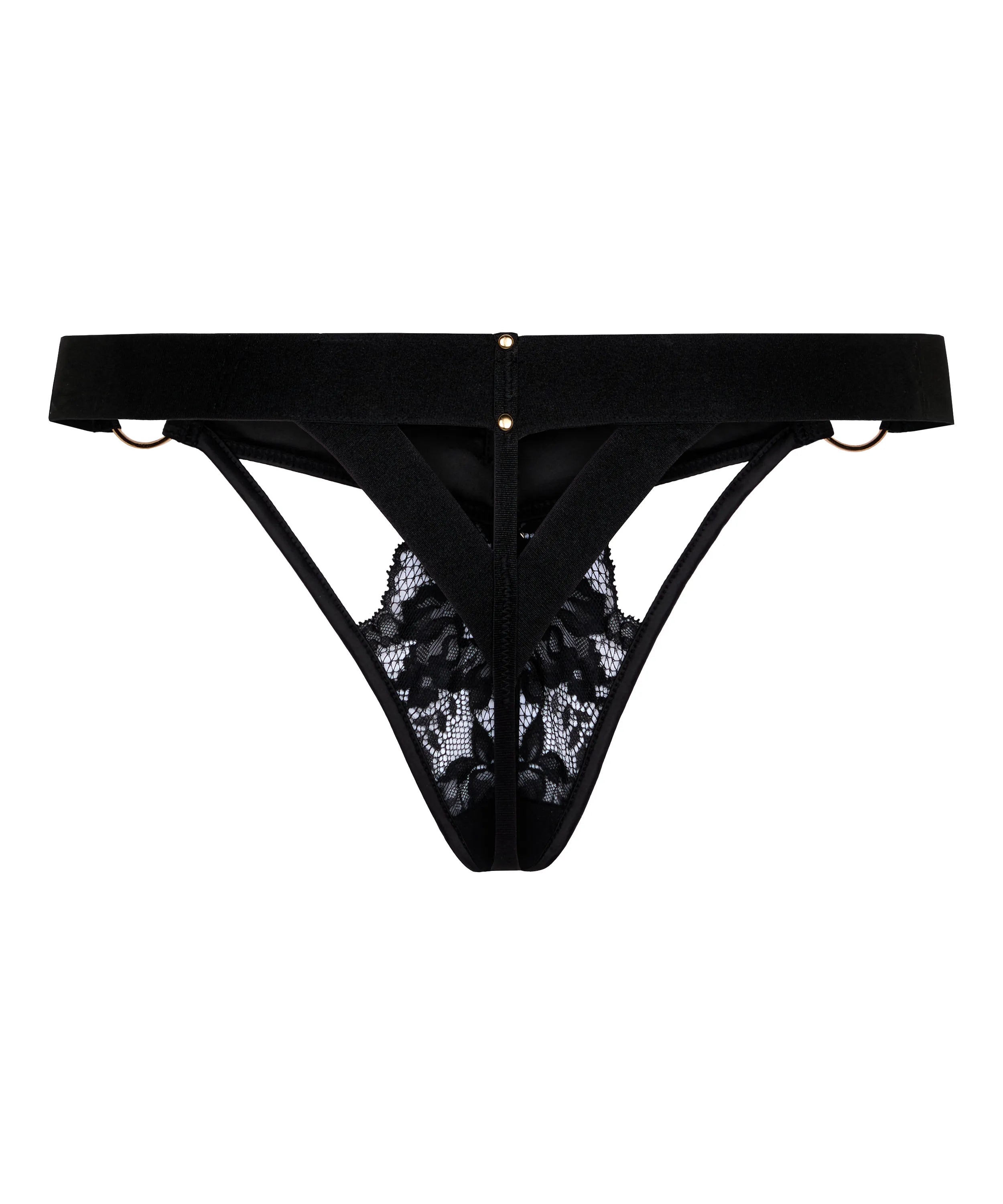 Hunkemoller Caviar Women Emmeline Highleg Thong SKU: 304096_Caviar Image 05