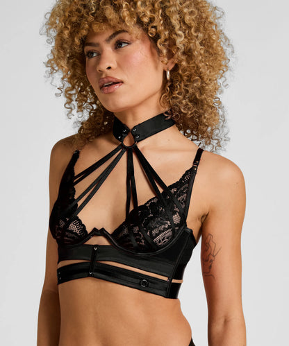 Hunkemoller Caviar Women Emmeline Non-Padded Underwired Longline Bra in Different Cup Sizes SKU: 304100_Caviar Image 01