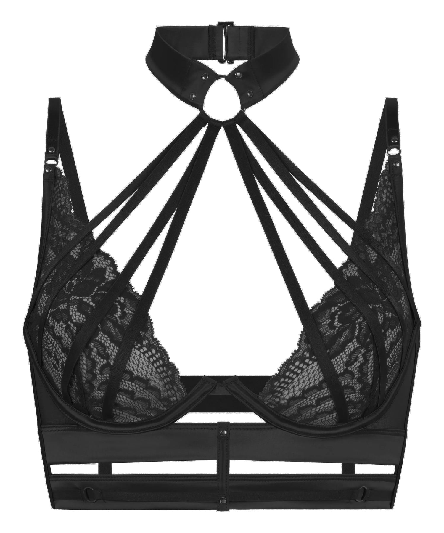 Hunkemoller Caviar Women Emmeline Non-Padded Underwired Longline Bra in Different Cup Sizes SKU: 304100_Caviar Image 05
