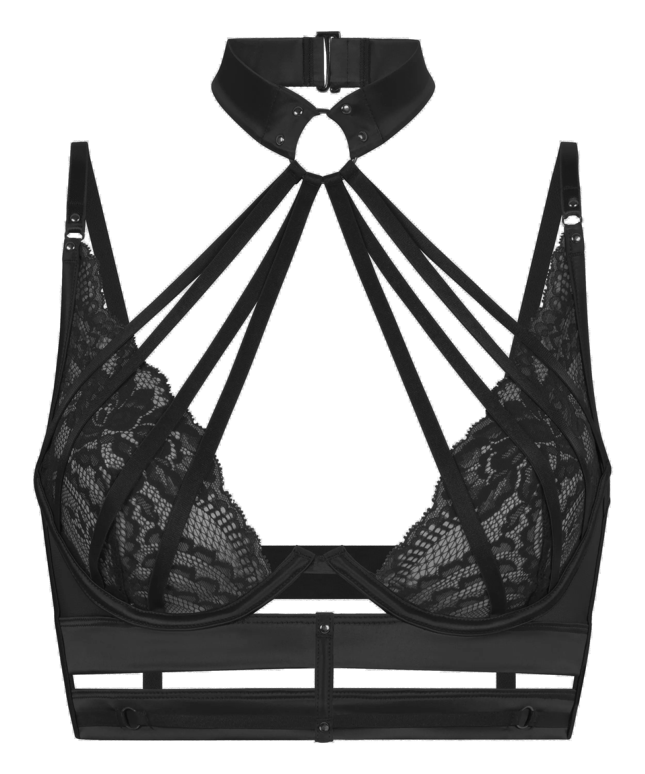 Hunkemoller Caviar Women Emmeline Non-Padded Underwired Longline Bra in Different Cup Sizes SKU: 304100_Caviar Image 05