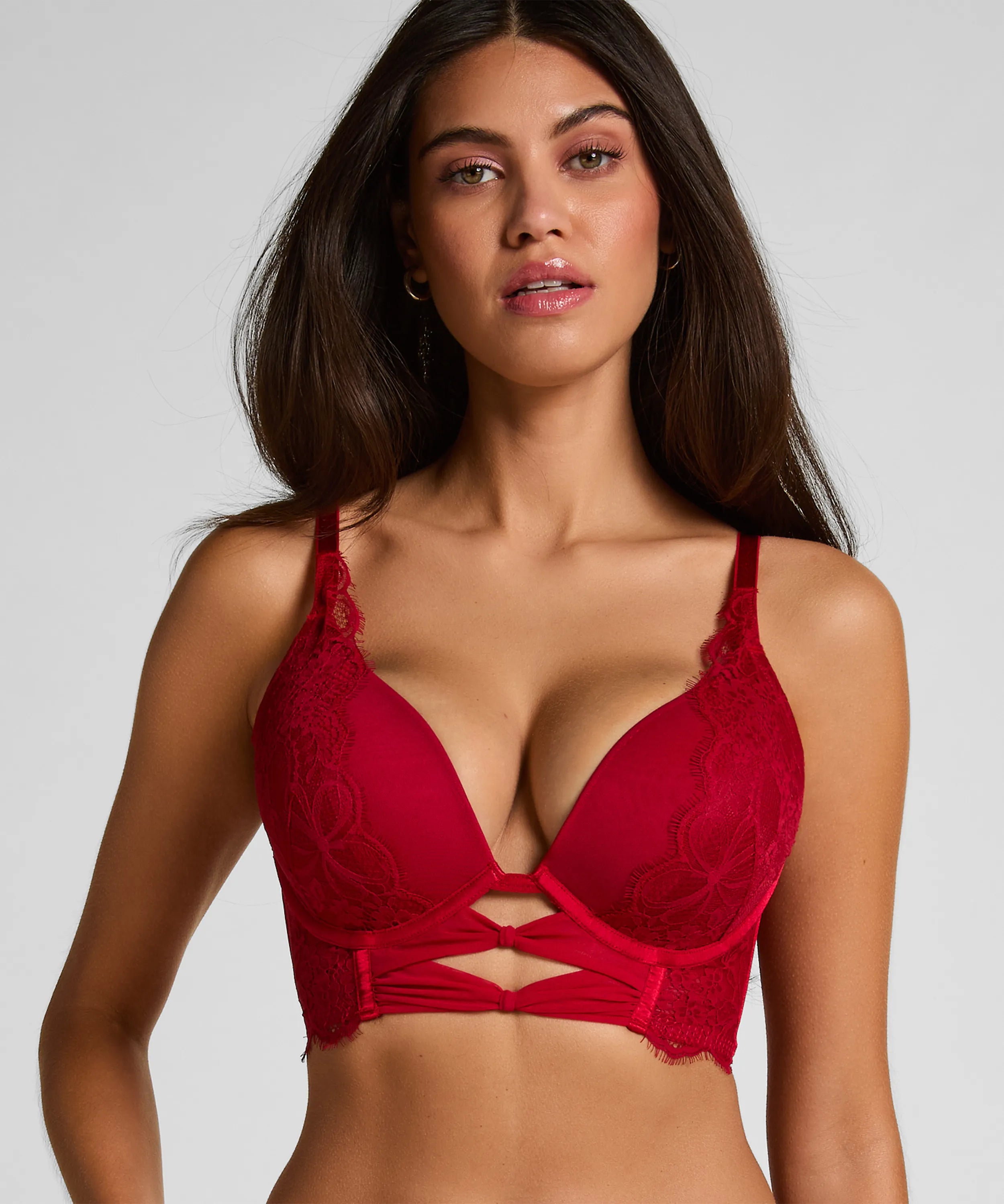 Hunkemoller Chili Pepper Women Marianna Push-Up Longline Bra in Different Cup Sizes SKU: 304107_Chili Pepper Image 01