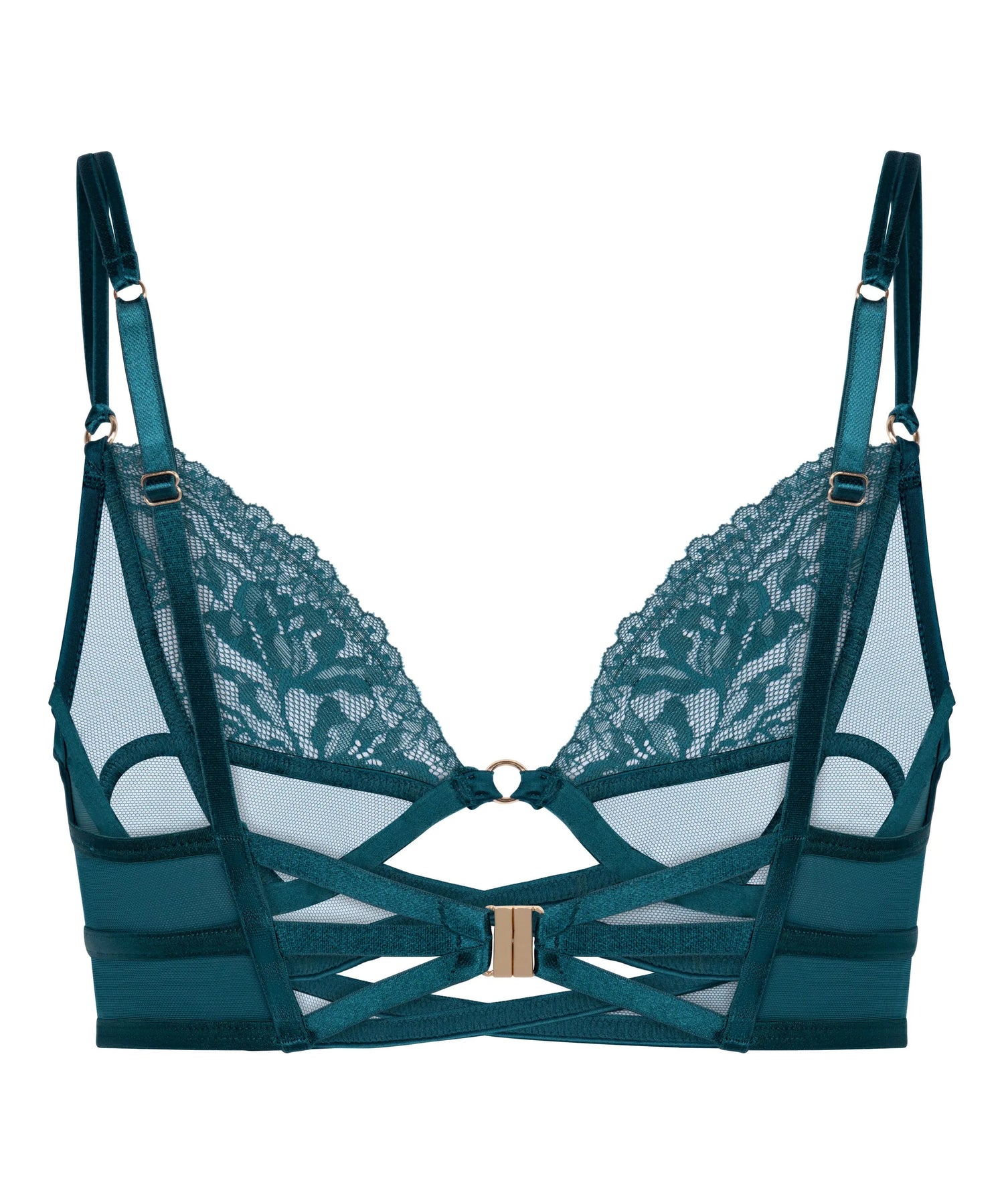 Hunkemoller Blue Women Amel Non-Padded Underwired Longline Bra SKU: 304130_Blue Image 06
