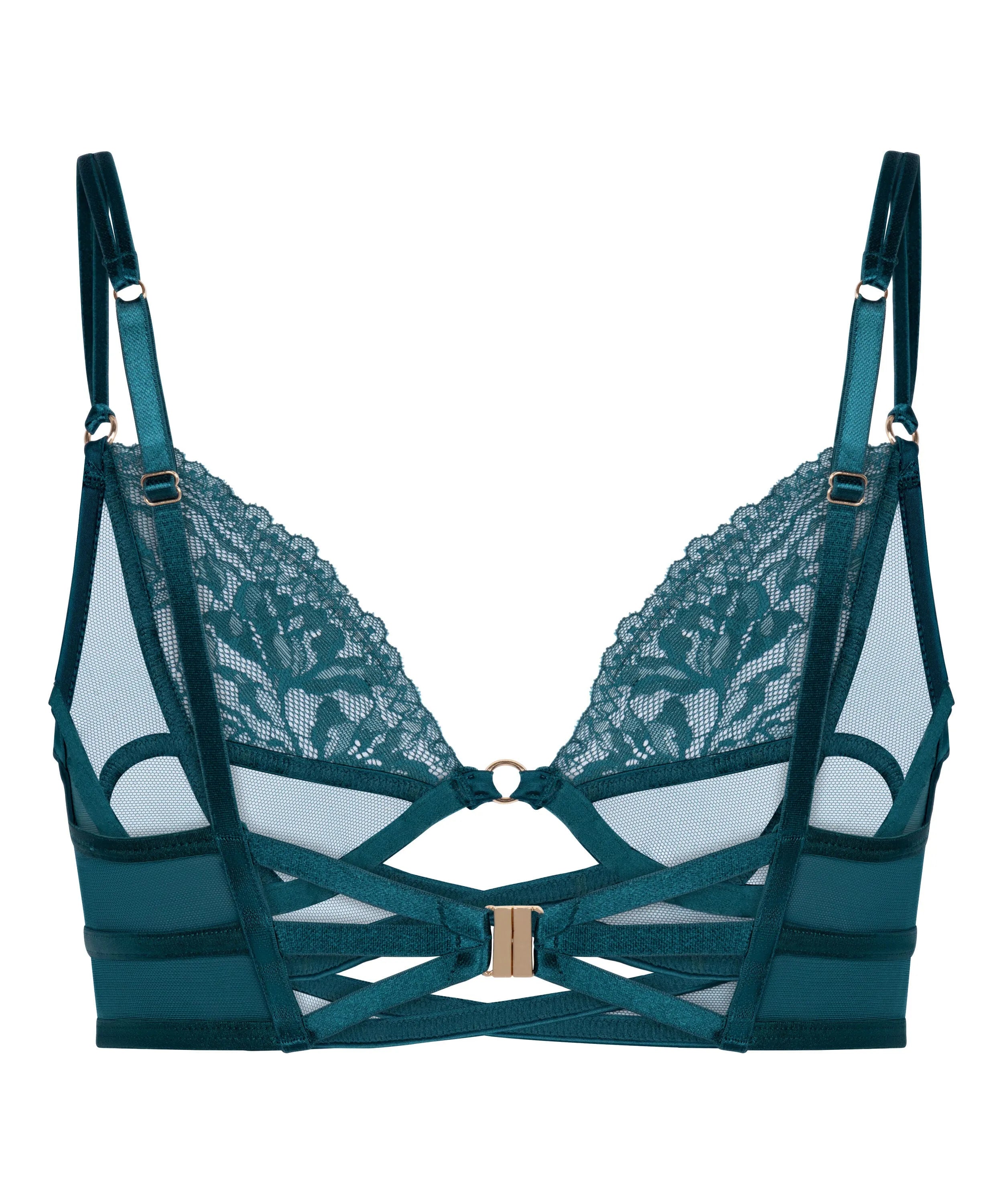 Hunkemoller Blue Women Amel Non-Padded Underwired Longline Bra SKU: 304130_Blue Image 06