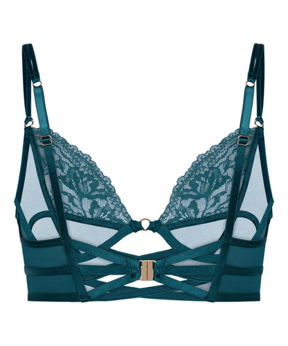 Hunkemoller Blue Women Amel Non-Padded Underwired Longline Bra SKU: 304130_Blue Image 06