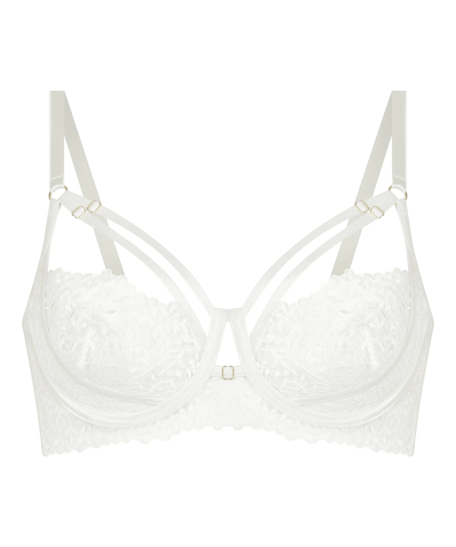 Hunkemoller White Women Kristina Non-Padded Underwired Longline Bra SKU: 304156_White Image 05
