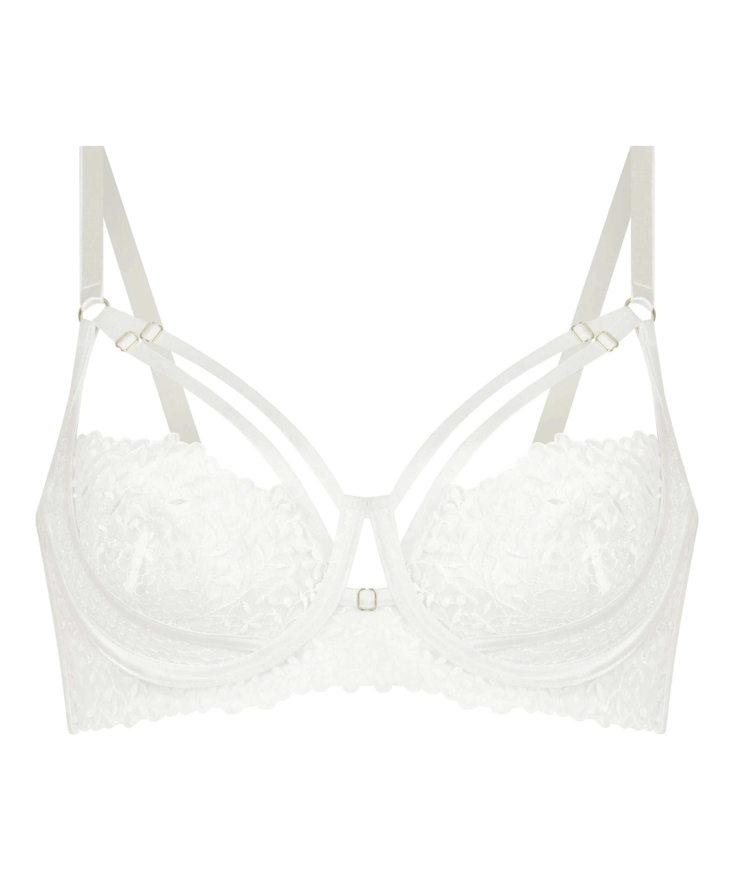 Hunkemoller White Women Kristina Non-Padded Underwired Longline Bra SKU: 304156_White Image 05
