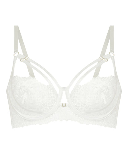 Hunkemoller White Women Kristina Non-Padded Underwired Longline Bra SKU: 304156_White Image 05