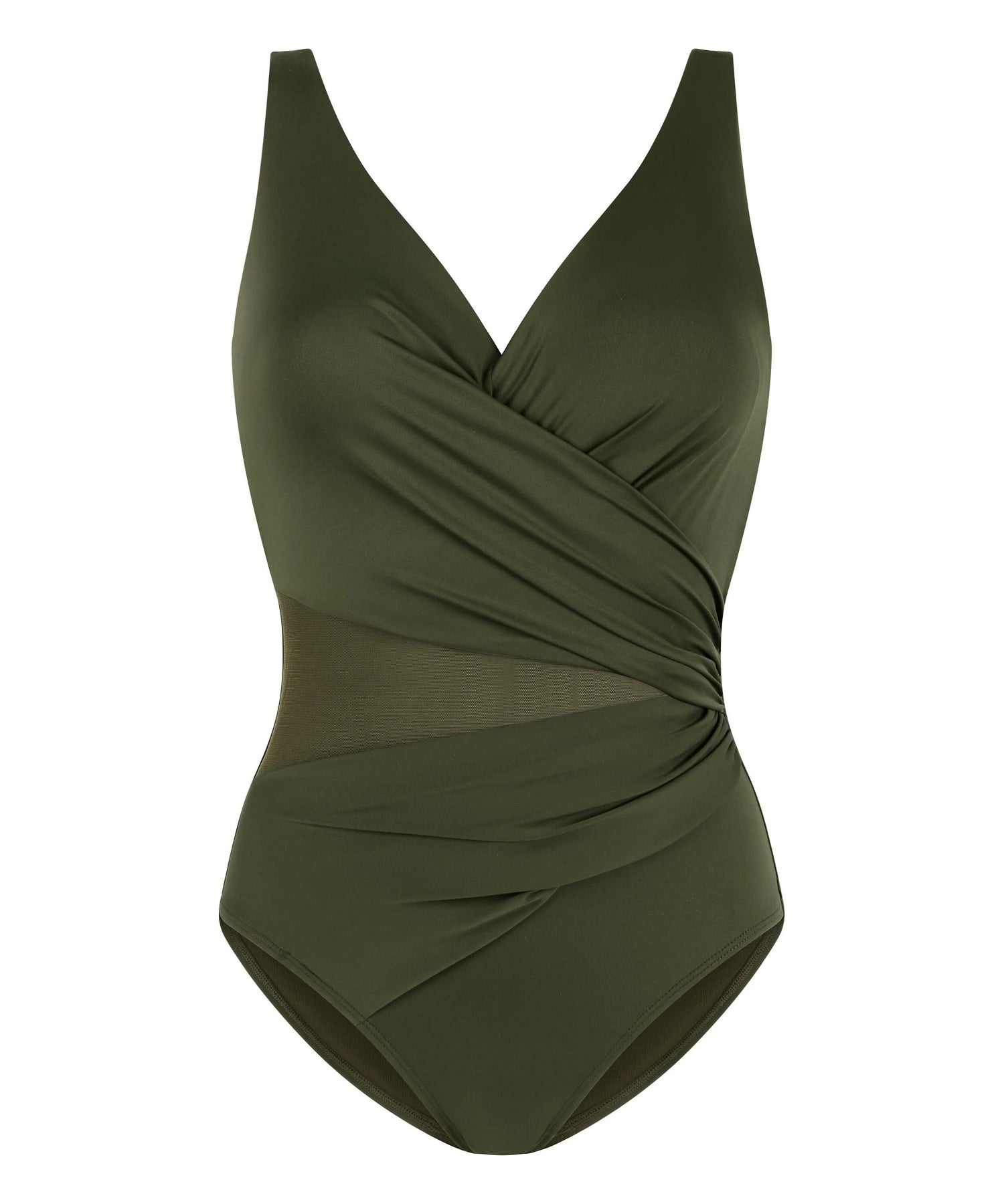 Hunkemoller Green Women Shaping Shell Mesh Swimsuit SKU: 304162_Green Image 04