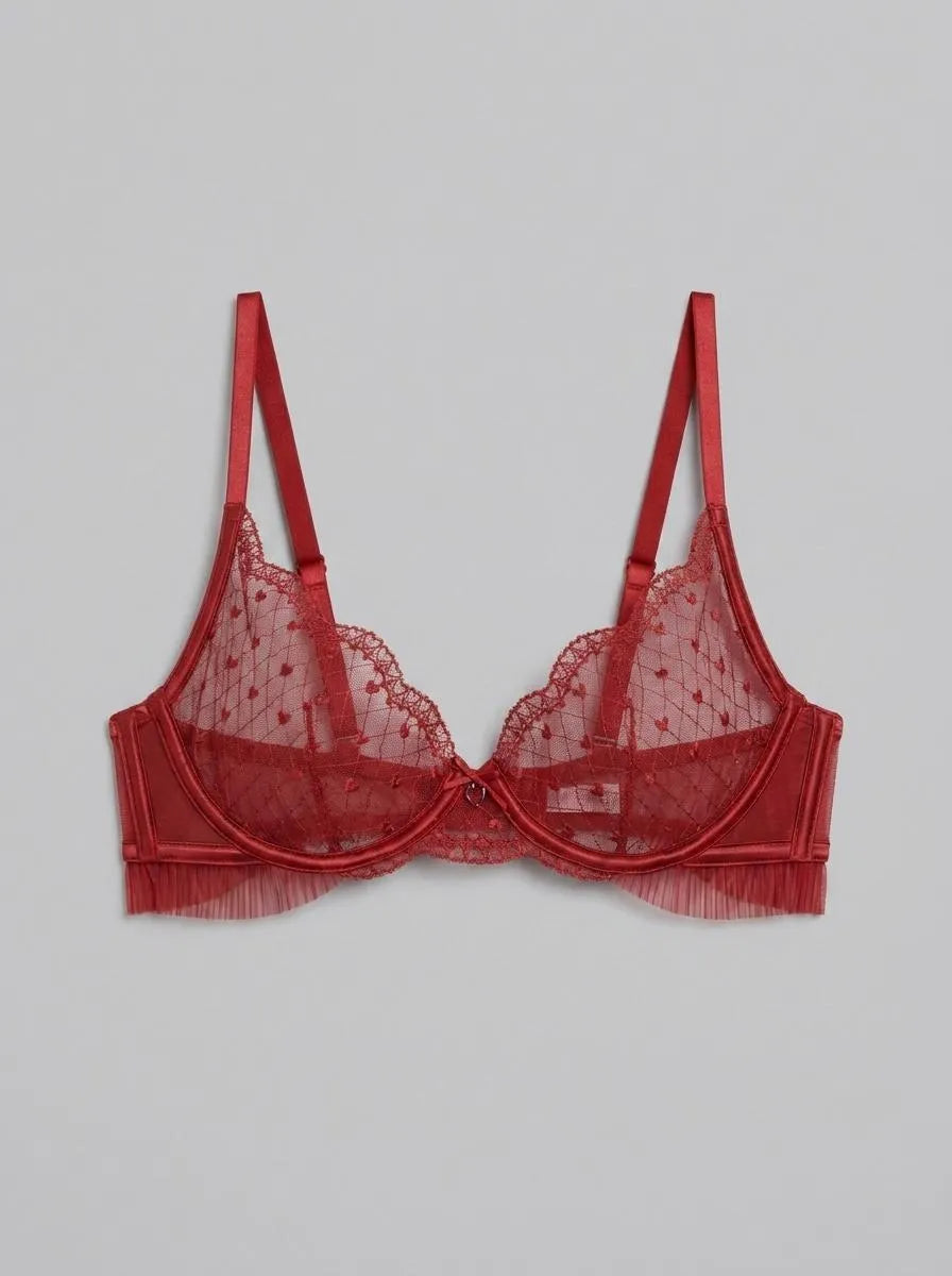 Hunkemoller Chili Pepper Women Cordelie Non-Padded Underwired Bra in Different Cup Sizes SKU: 304164_Chili Pepper Image 00