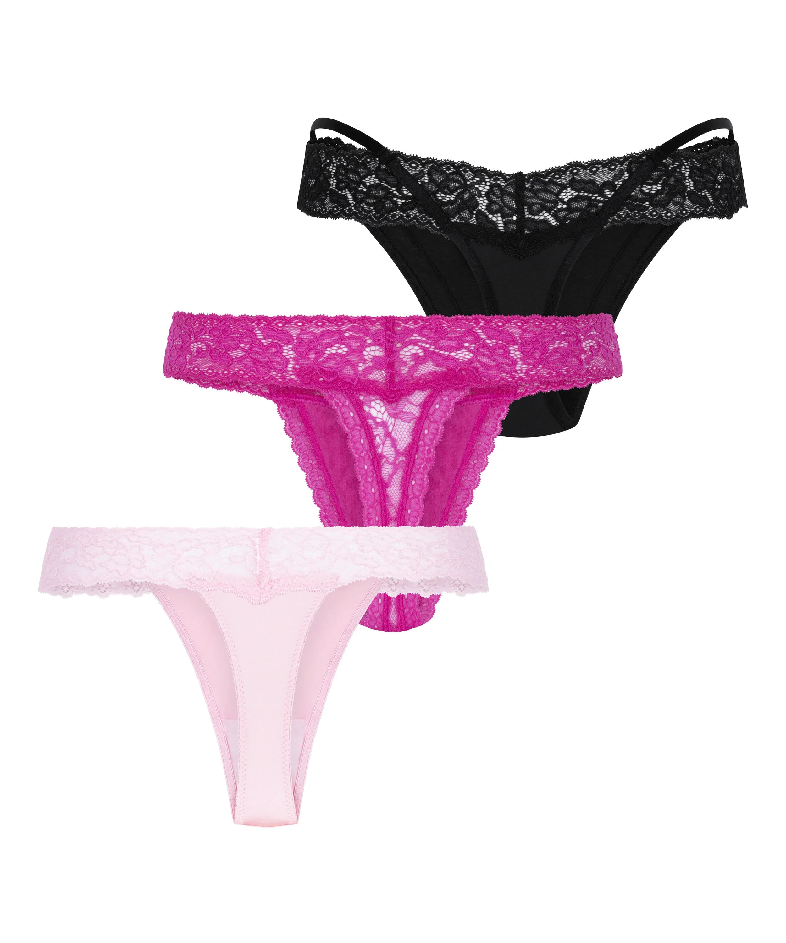 Hunkemoller Pink Women 3 Pack Thong SKU: 304207_Pink Image 05