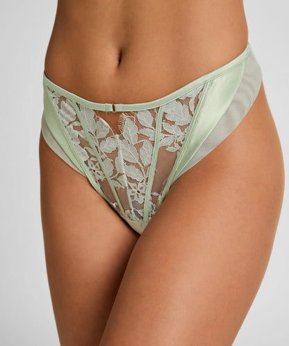 Hunkemoller Green Women Malou Highleg Thong SKU: 304210_Green Image 03