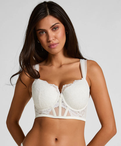 Hunkemoller White Women Whitney Padded Underwired Longline Bra SKU: 304211_White Image 01
