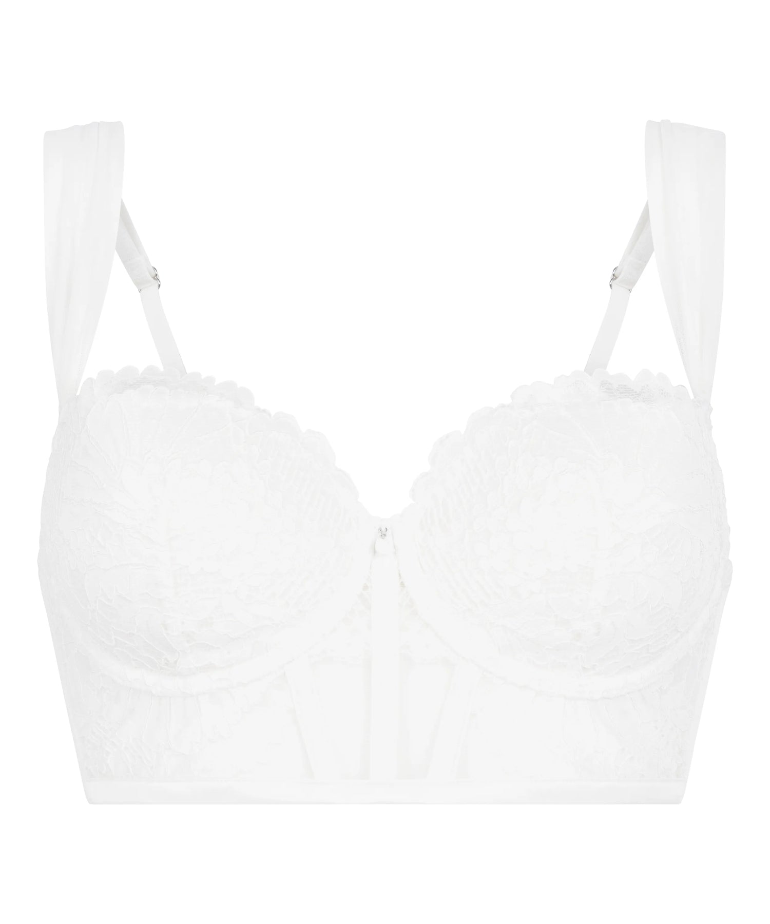 Hunkemoller White Women Whitney Padded Underwired Longline Bra SKU: 304211_White Image 03