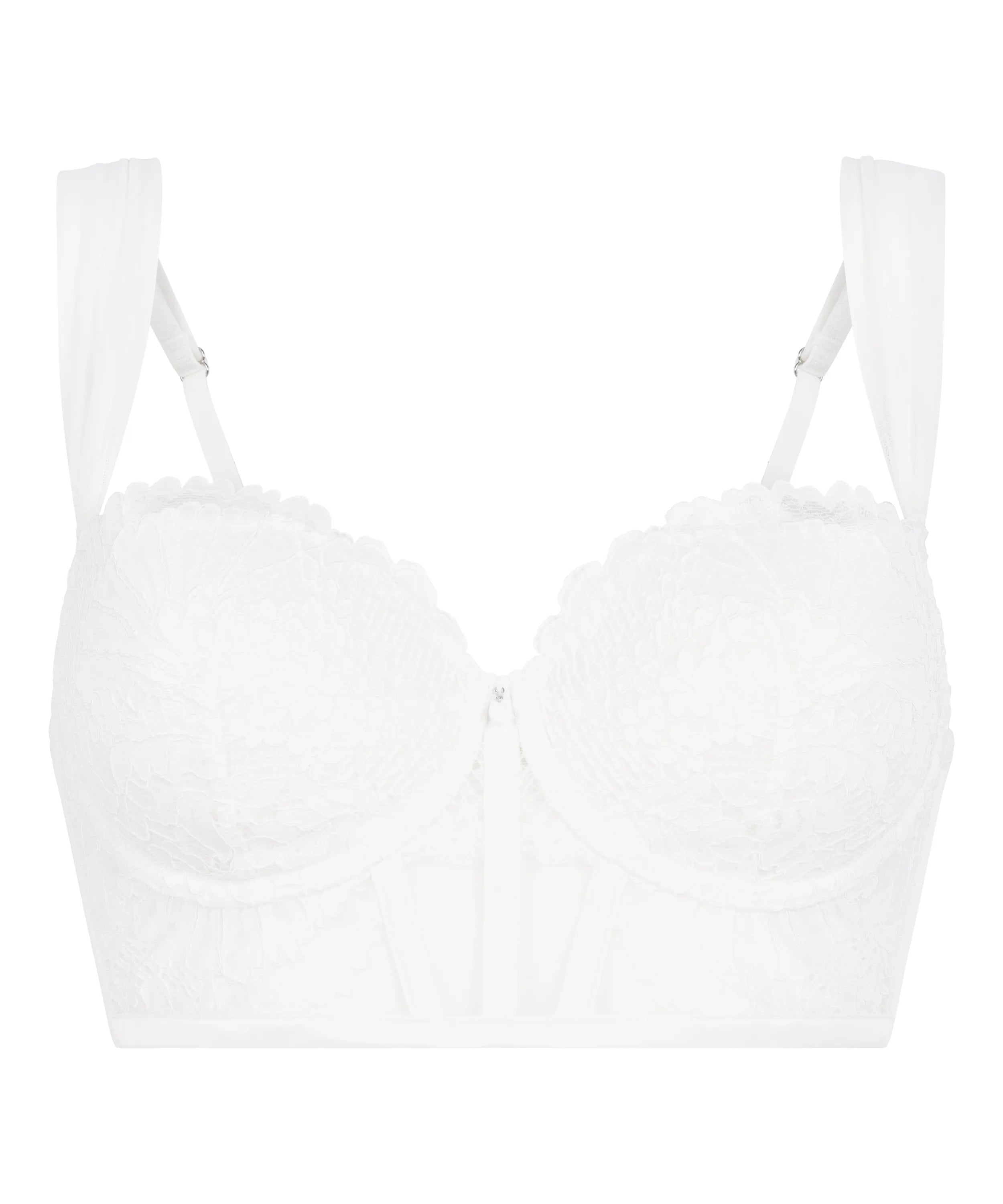 Hunkemoller White Women Whitney Padded Underwired Longline Bra SKU: 304211_White Image 03