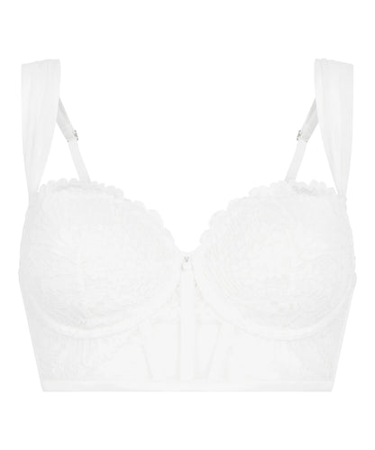 Hunkemoller White Women Whitney Padded Underwired Longline Bra SKU: 304211_White Image 03