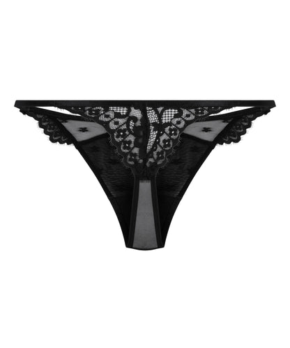 Hunkemoller Black Women Valora Highleg Thong SKU: 304330_Black Image 05