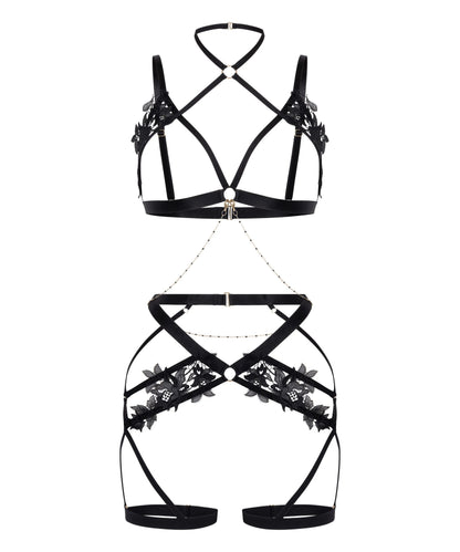 Hunkemoller Black Women Applique Harness SKU: 304470_Black Image 01