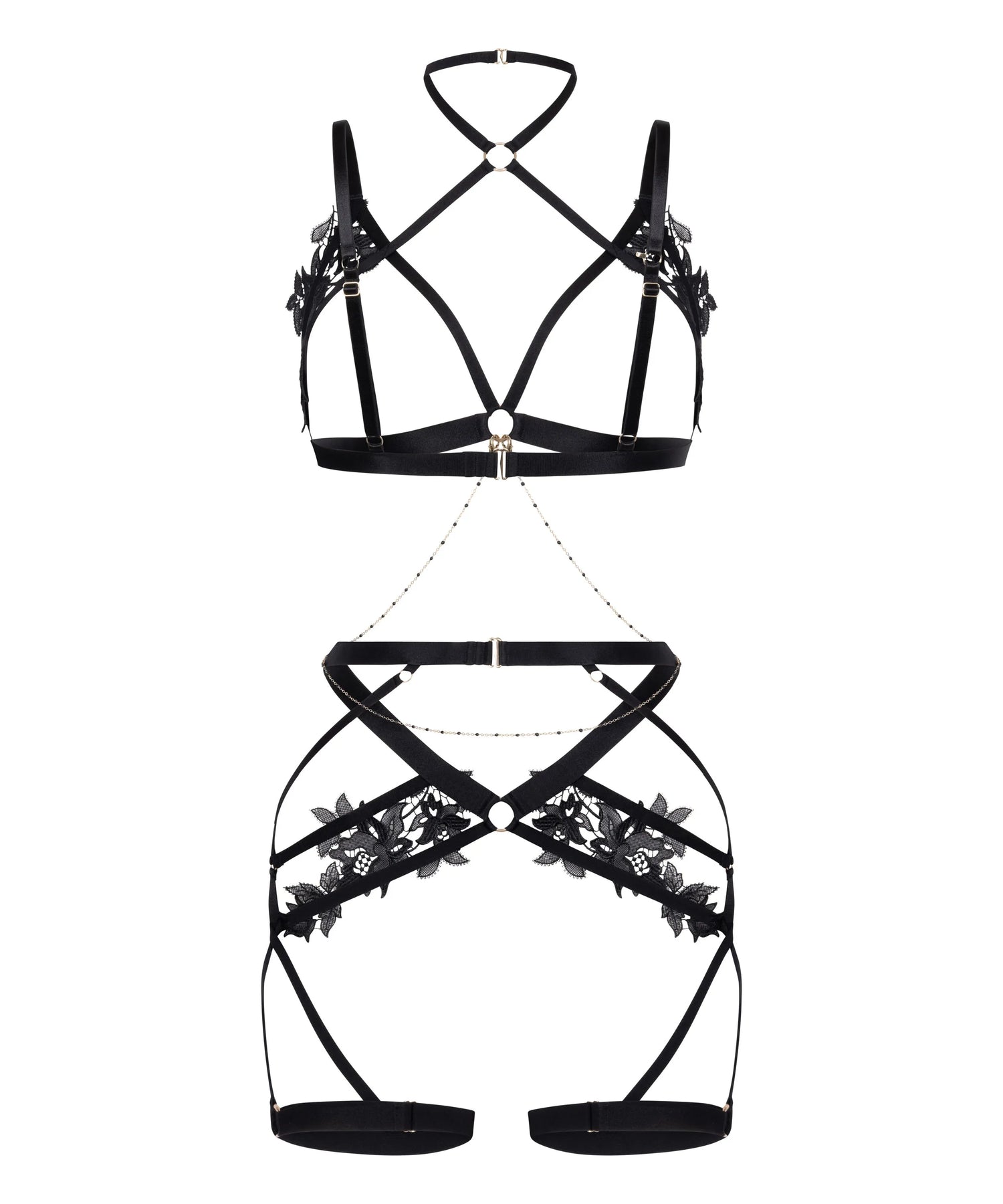 Hunkemoller Black Women Applique Harness SKU: 304470_Black Image 06