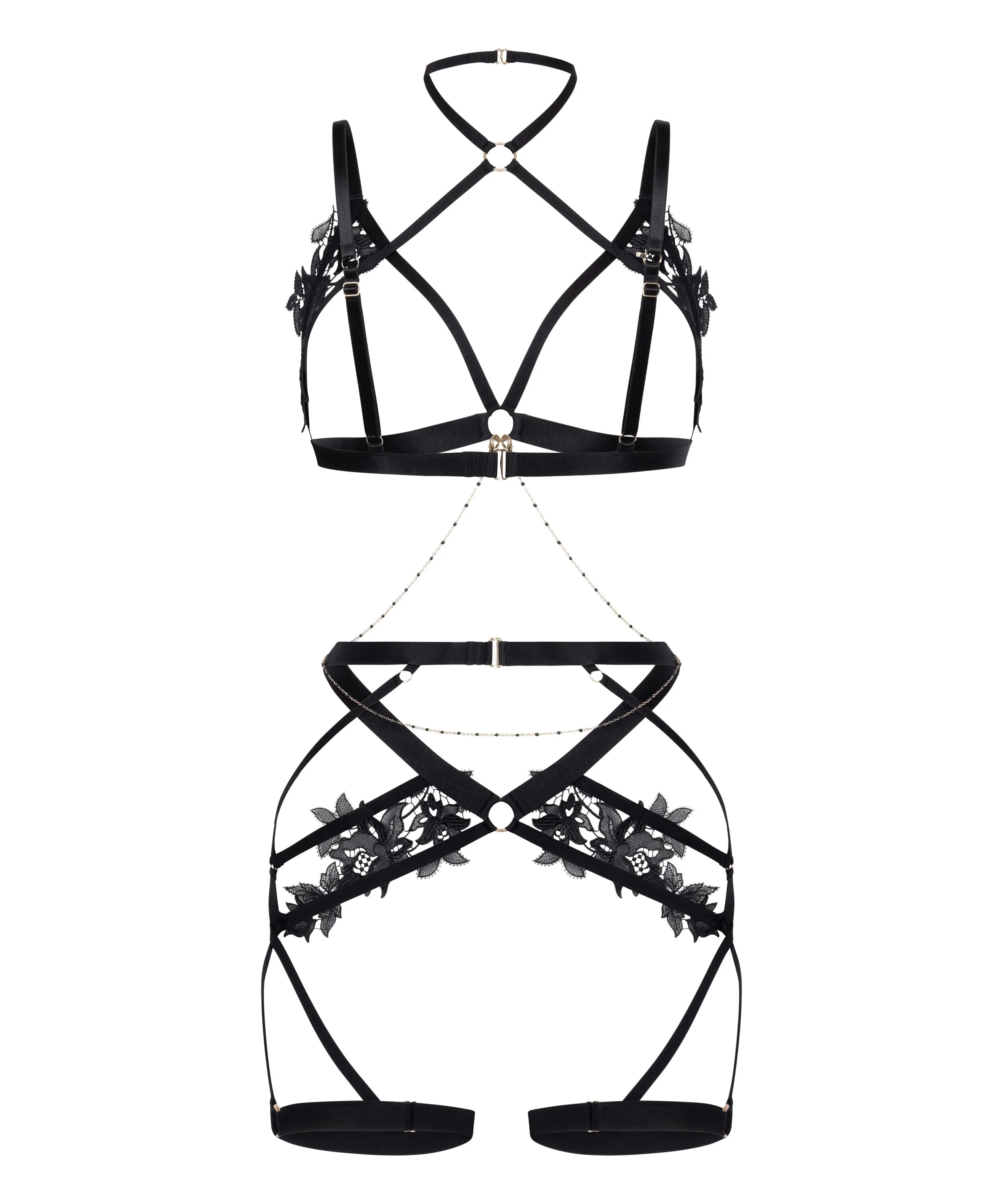 Hunkemoller Black Women Applique Harness SKU: 304470_Black Image 06