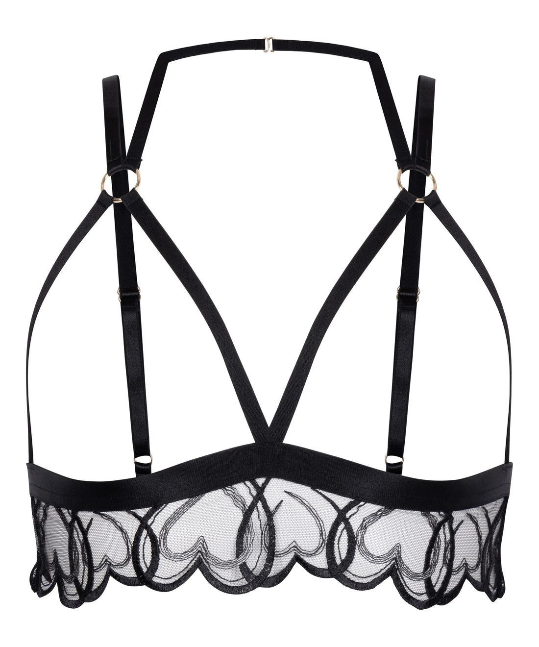 Hunkemoller Black Women Olivia Open Bralette SKU: 304472_Black Image 01